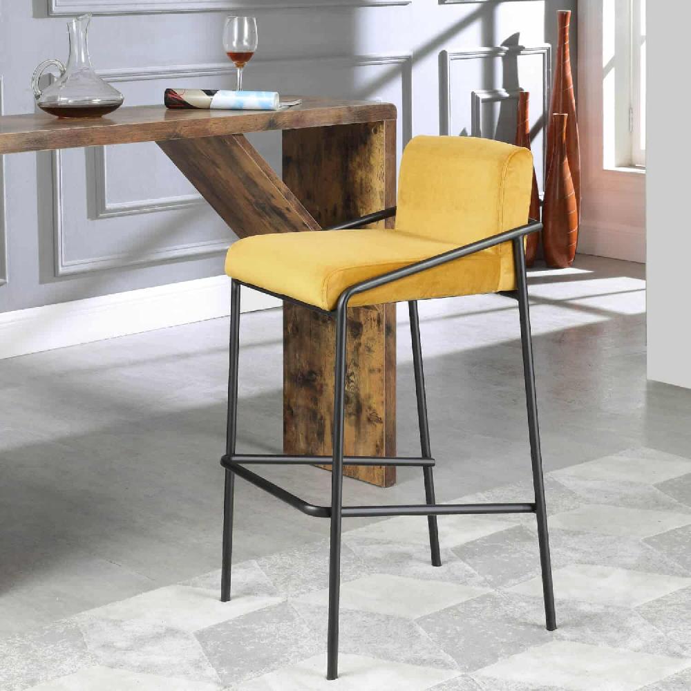 Damiware Barkruk Velvet Fluweel Metaal 75 Cm LEV – Velvet Okergeel