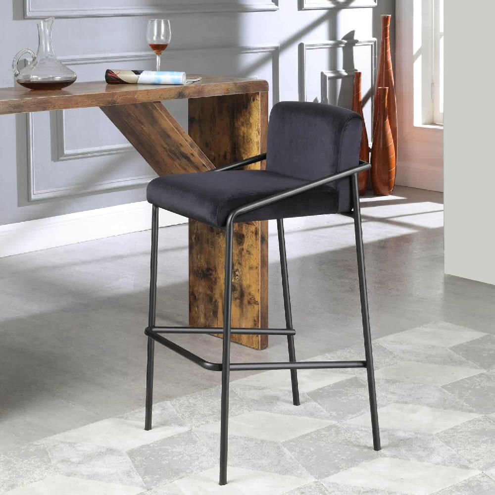 Damiware Barkruk Velvet Fluweel Metaal 75 Cm LEV – Velvet Zwart