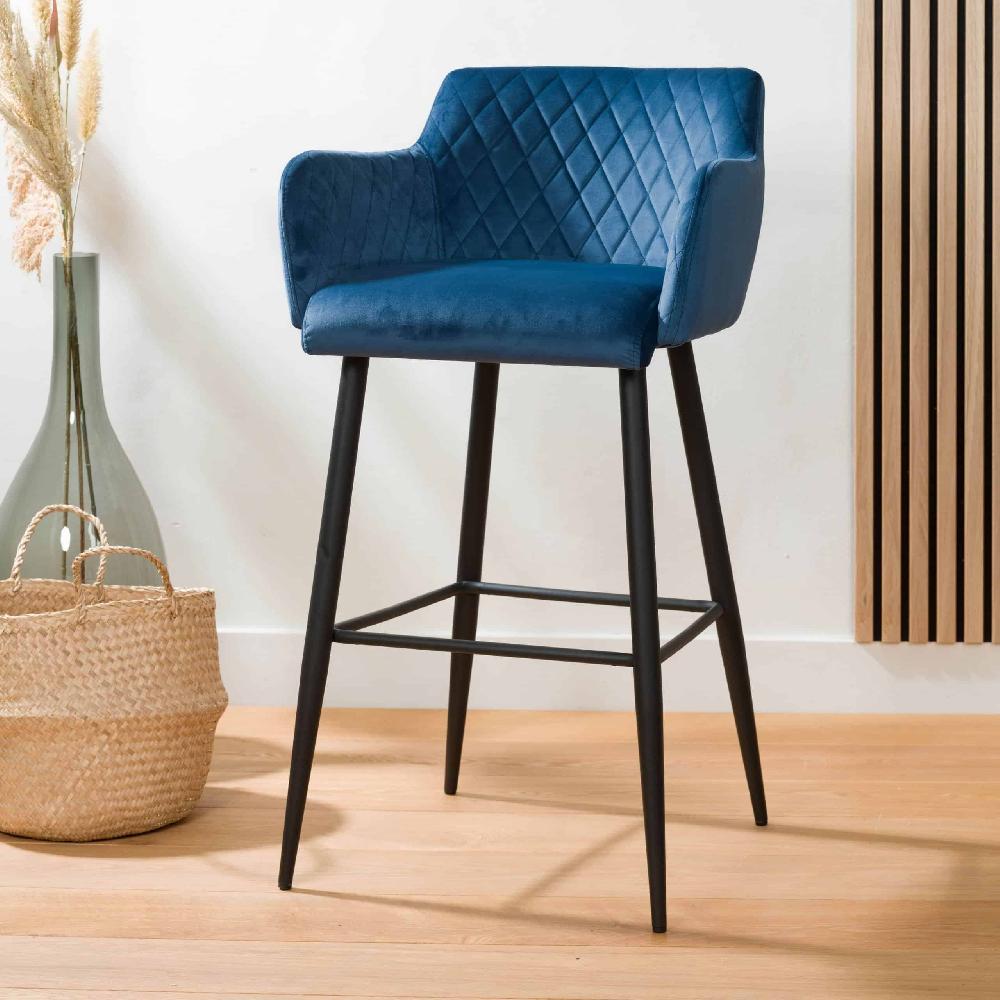 damiware Barkruk velvet fluweel metaal 75 cm Rose – Velvet Blauw