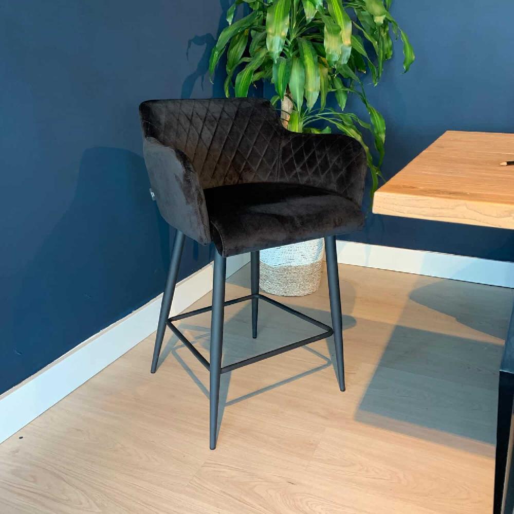 Damiware Barkruk Velvet Fluweel Metaal 75 Cm Rose – Velvet Zwart