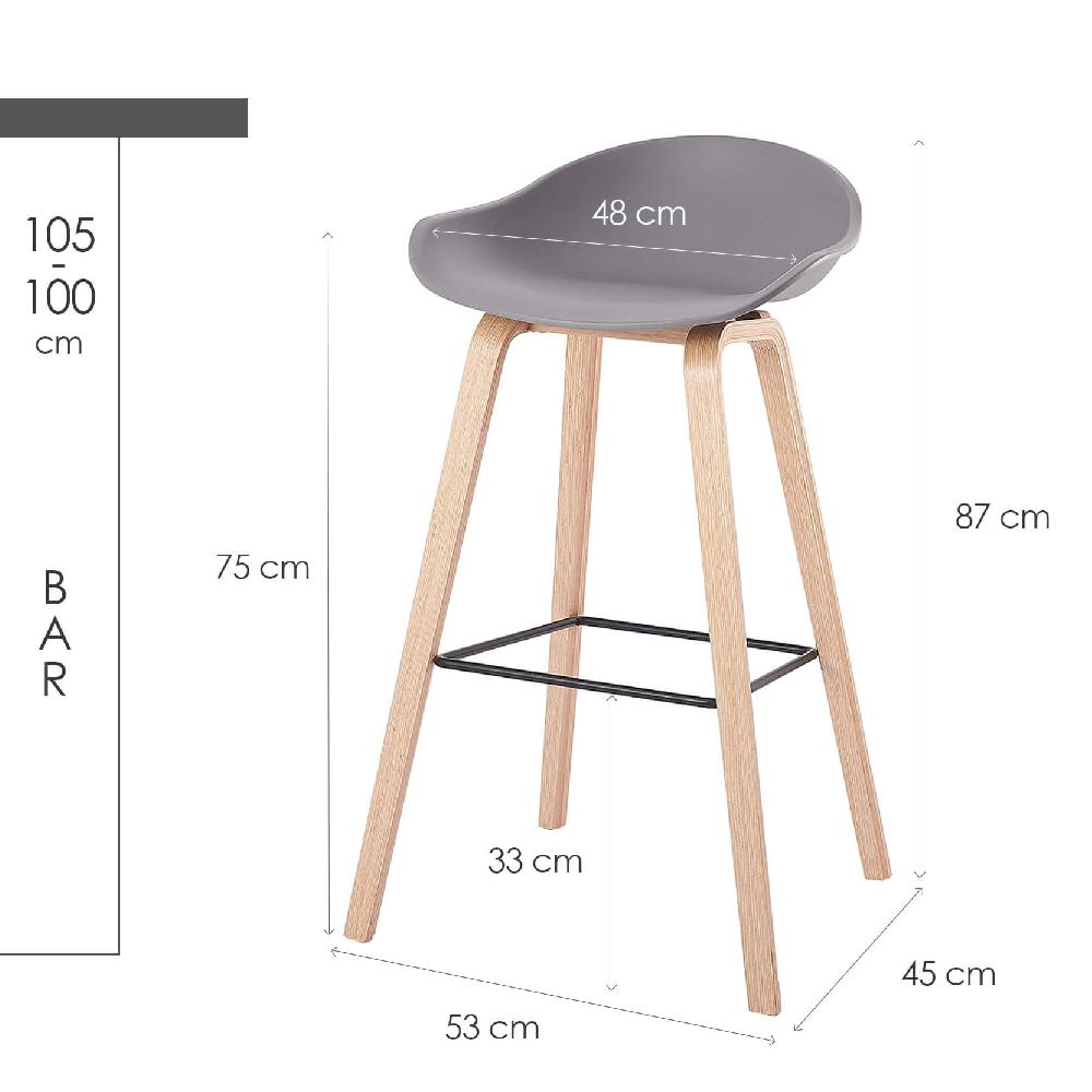 Damiware Barkruk 73 Cm Set Van 2 Romeo – Grijs