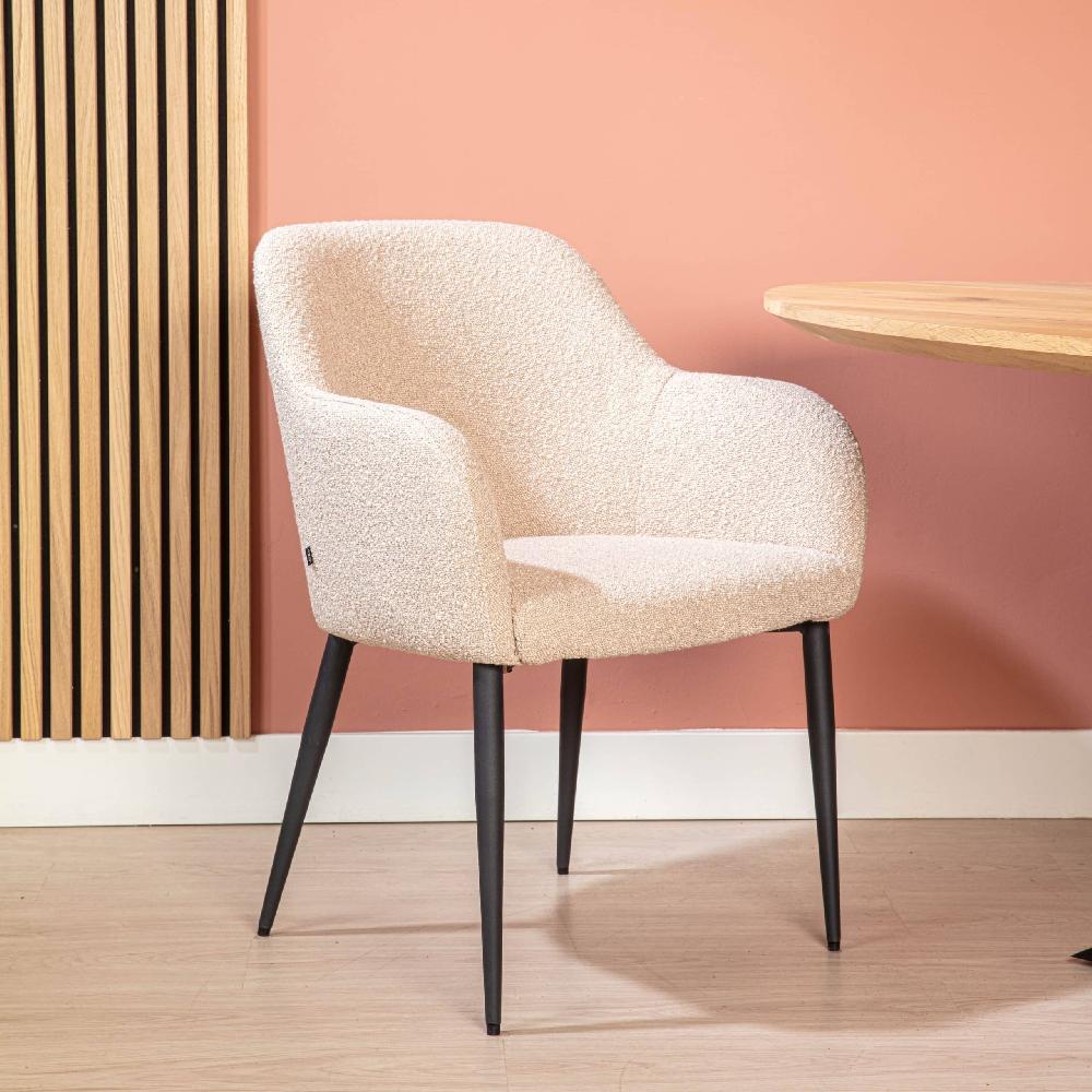 damiware Eetkamerstoel Bouclé stof Ted – Beige damiware Eetkamerstoel Bouclé stof Ted – Beige