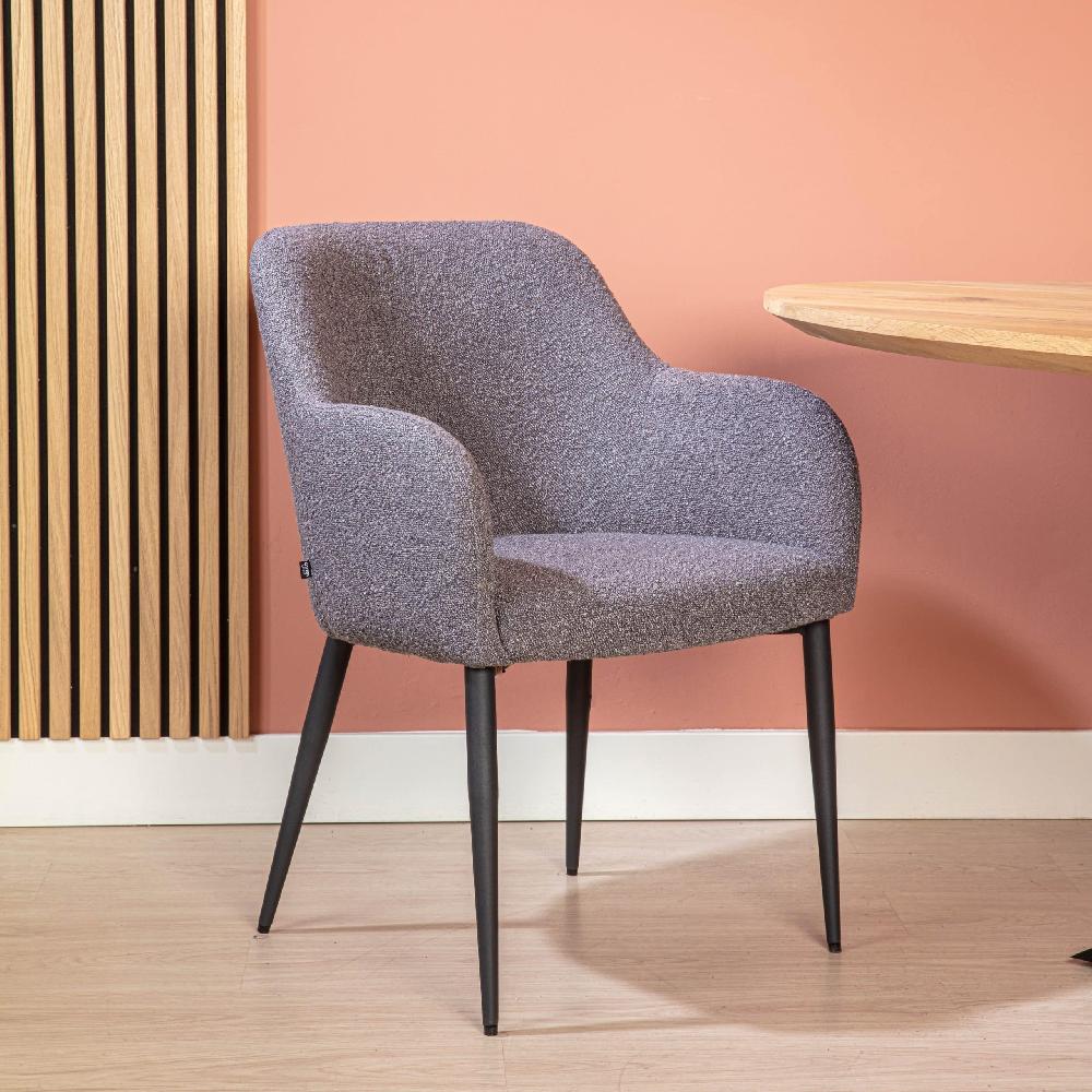 damiware Eetkamerstoel Bouclé stof Ted – Grijs blauw