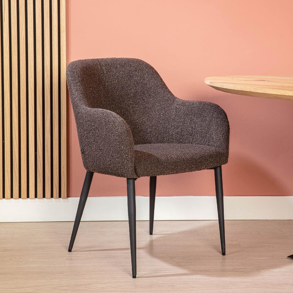 damiware Eetkamerstoel Bouclé stof Ted – Grijs