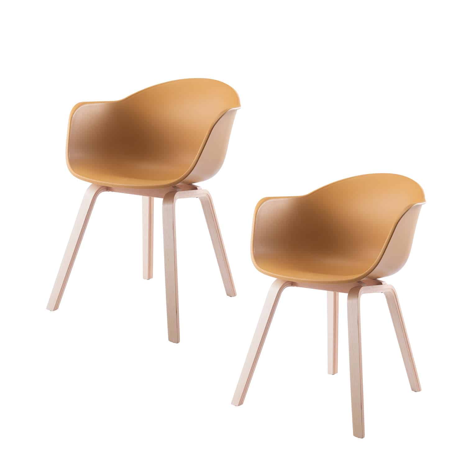 damiware Eetkamerstoelen set van 2 Romeo – Okergeel damiware Eetkamerstoelen set van 2 Romeo – Okergeel