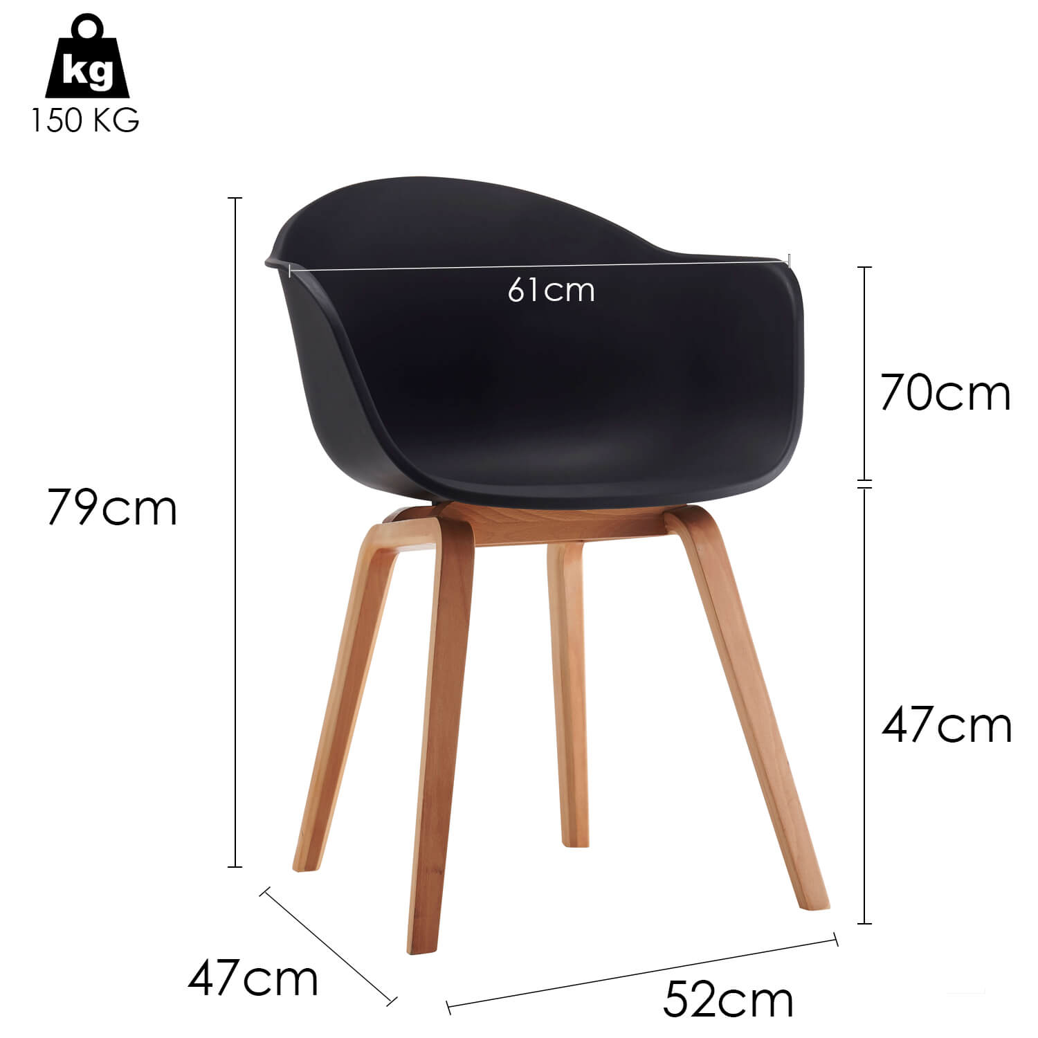 Damiware Eetkamerstoelen Set Van 2 Romeo – Zwart