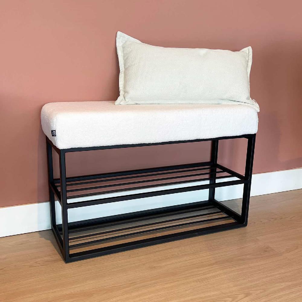 Damiware Schoenenrek Teddystof Wit Metaal Couchy