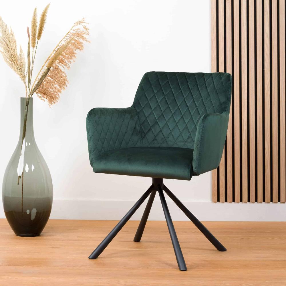 damiware Eetkamerstoel 180 graden draaibaar Rose – Velvet Donkergroen