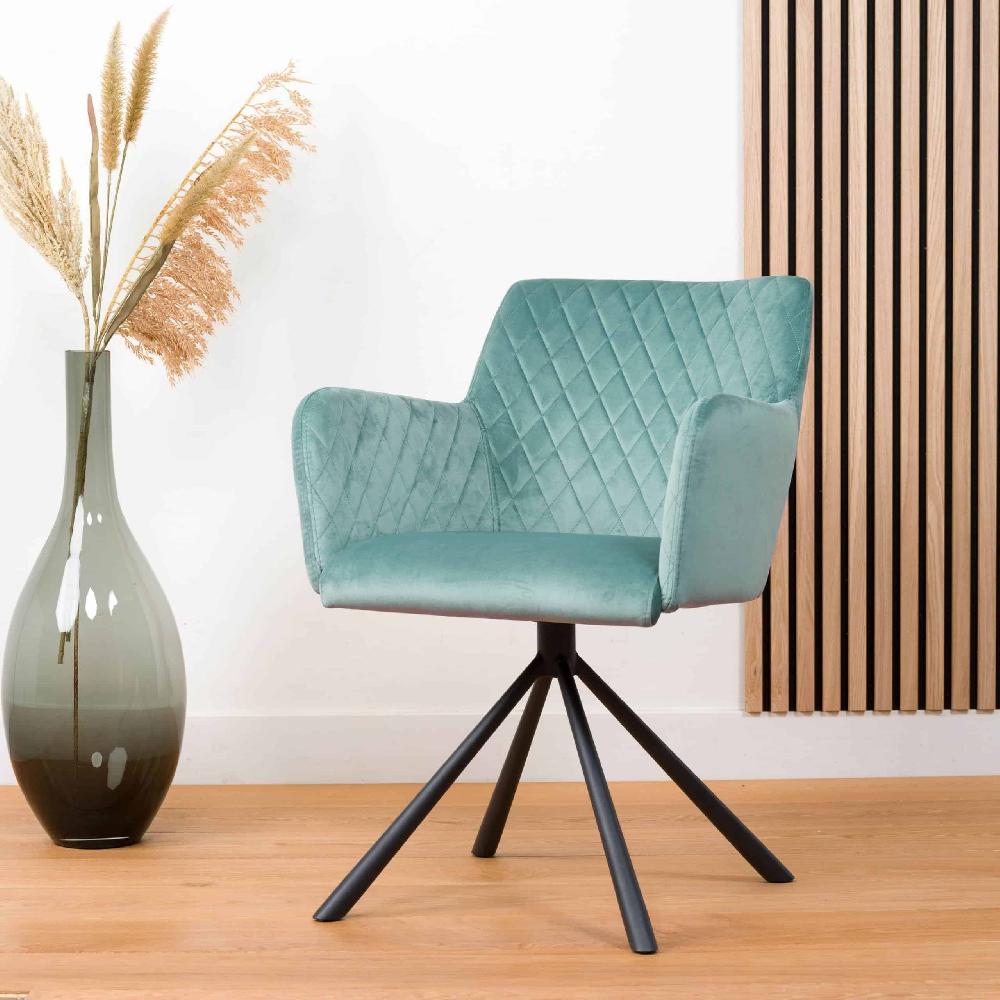 damiware Eetkamerstoel 180 graden draaibaar Rose – Velvet Mintgroen