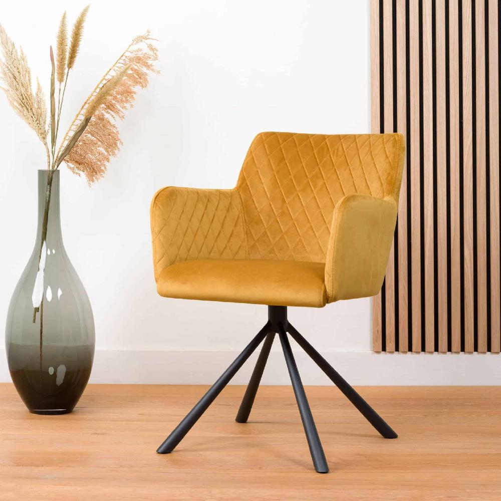 damiware Eetkamerstoel 180 graden draaibaar Rose – Velvet Okergeel damiware Eetkamerstoel 180 graden draaibaar Rose – Velvet Okergeel