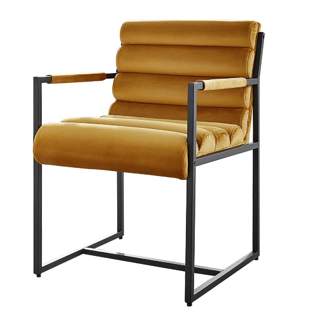 damiware Eetkamerstoel designstoel velvet Tony – Velvet Okergeel