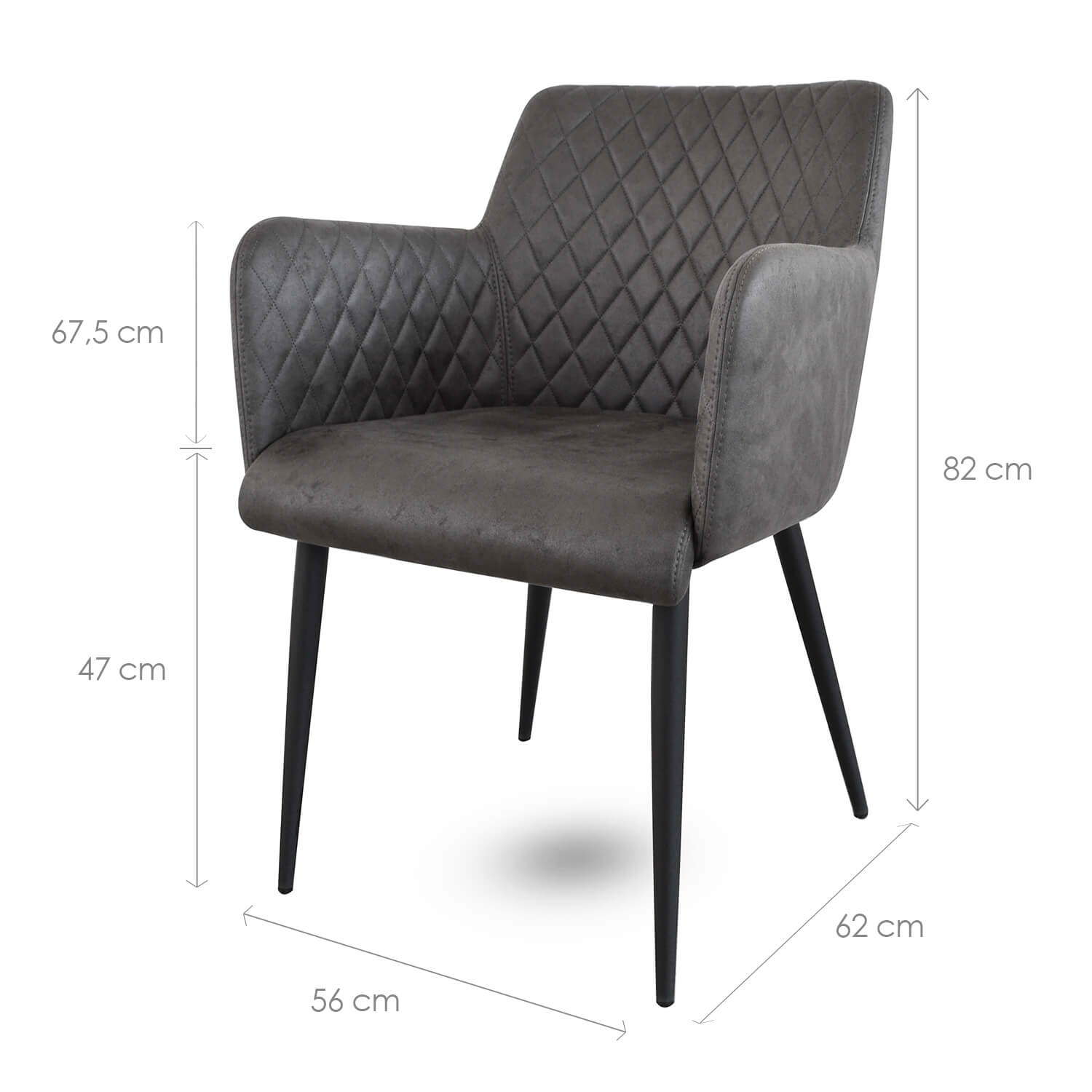 Damiware Eetkamerstoel Lederlook Kunstleer Rose 2 Delig – Stone