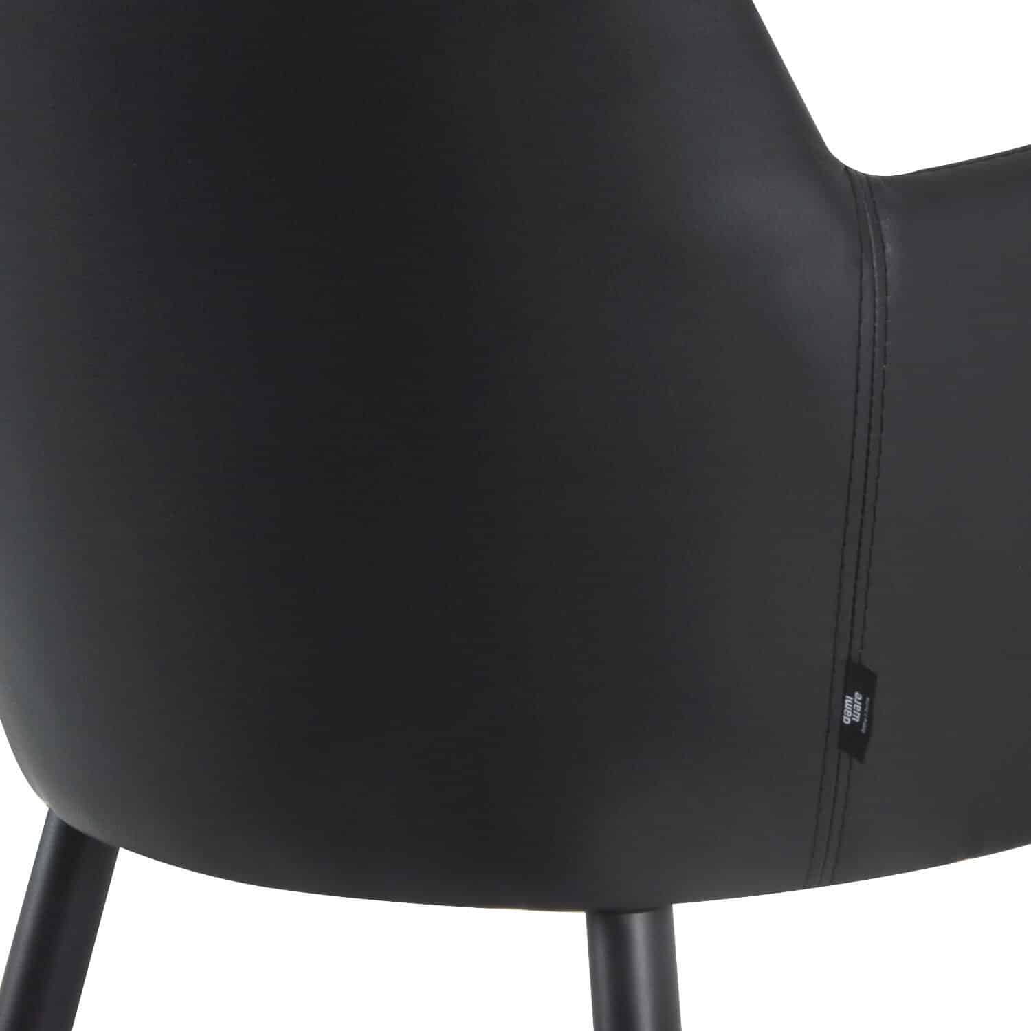 Damiware Eetkamerstoel Lederlook Kunstleer Rose 2 Delig – Vegan Leer Zwart