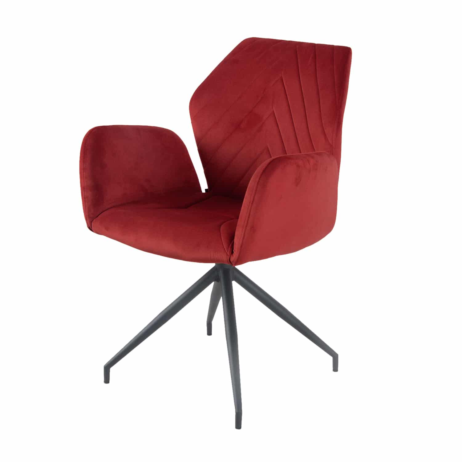 damiware Eetkamerstoel met armleuningen draaibaar met visgraatpatroon Apollo – Velvet Bordeauxrood