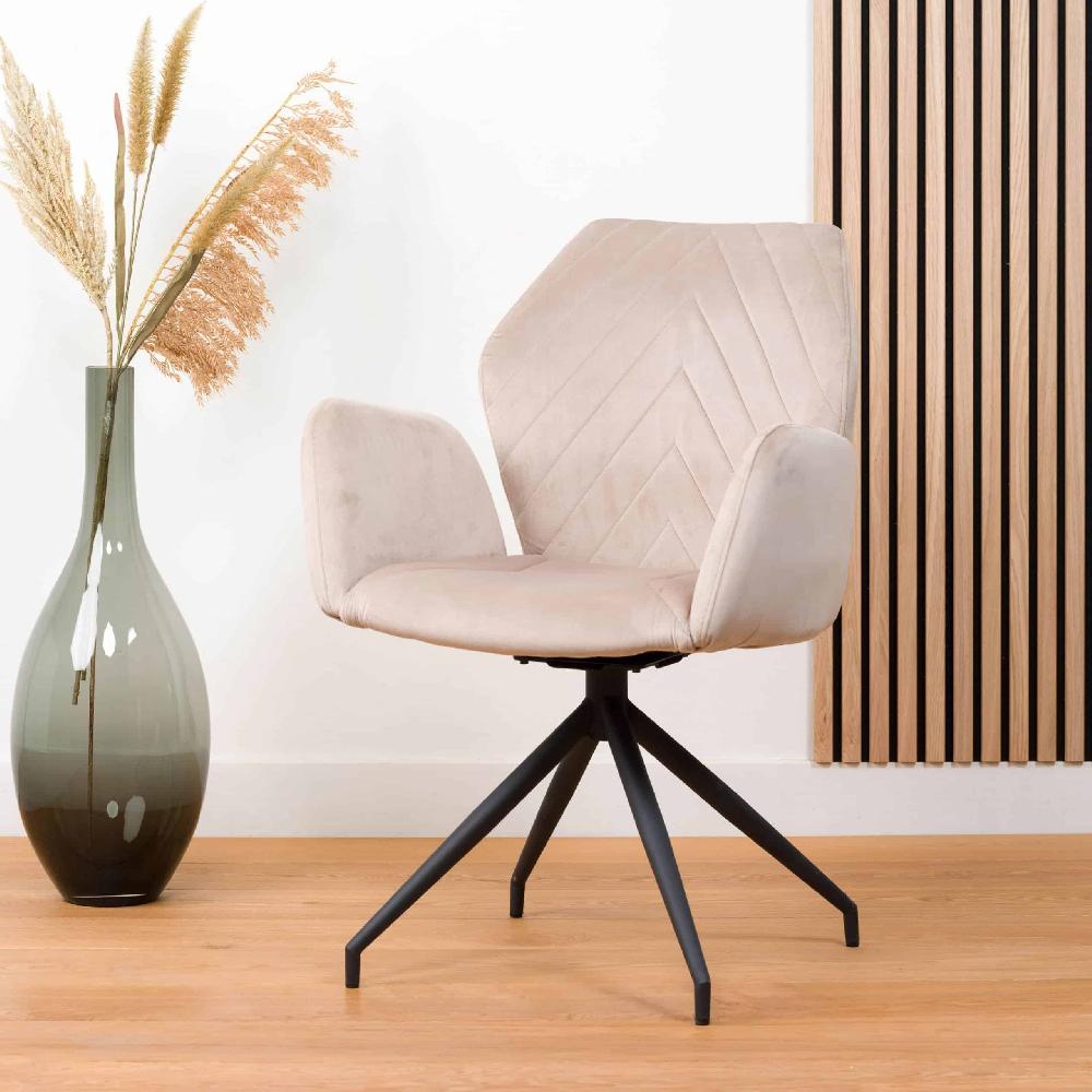 damiware Eetkamerstoel met armleuningen draaibaar met visgraatpatroon Apollo – Velvet Taupe