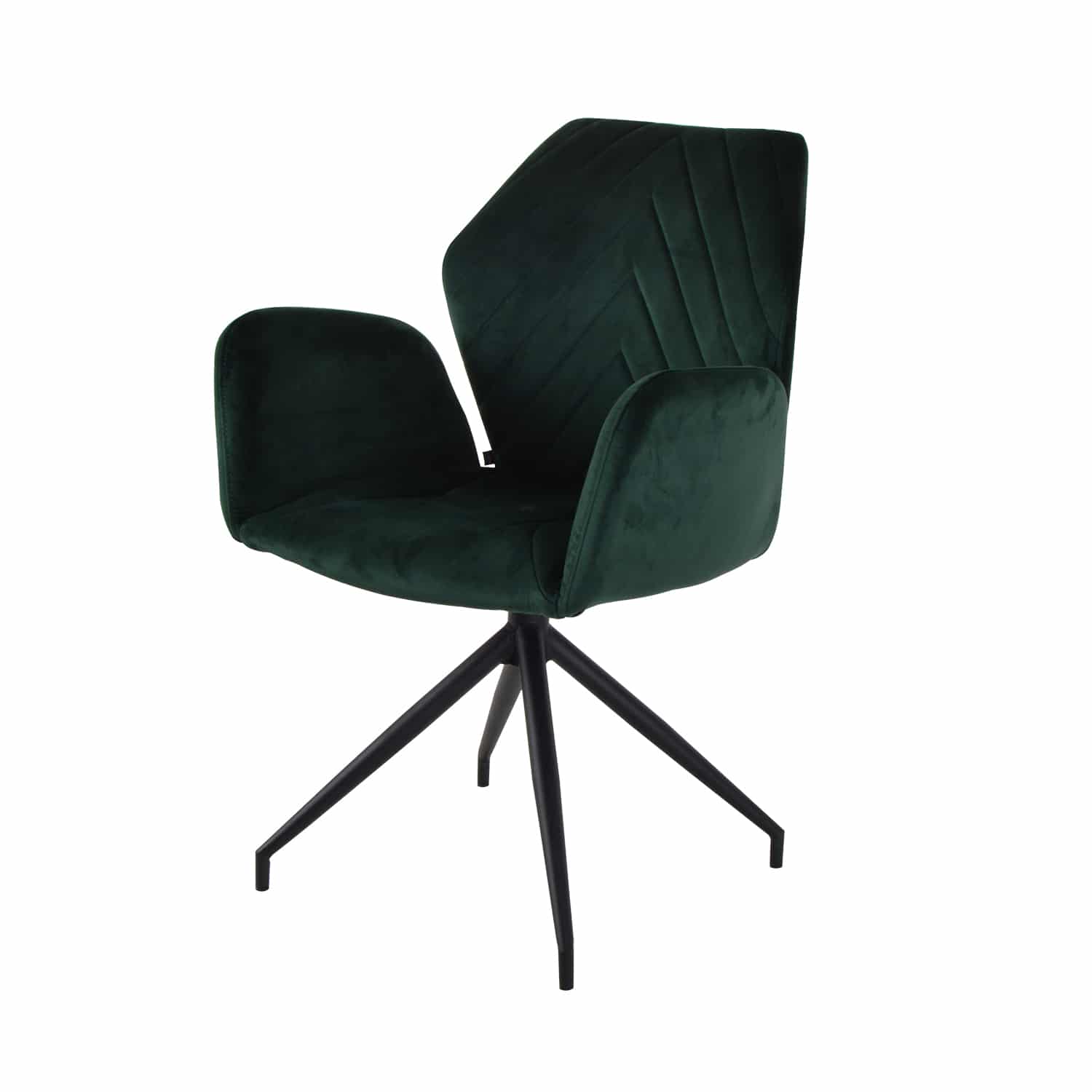 damiware Eetkamerstoel met armleuningen draaibaar met visgraatpatroon Apollo – Velvet Donkergroen