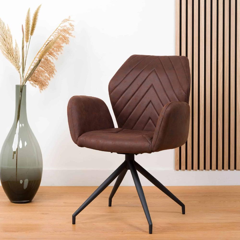 damiware Eetkamerstoel met armleuningen draaibaar met visgraatpatroon Apollo – Burgundy