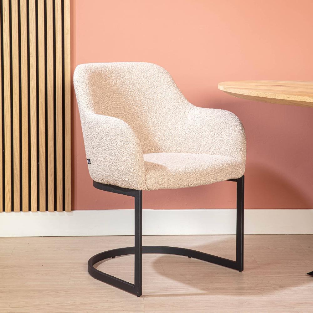 damiware Eetkamerstoel swinger bouclé en velvet Ted – Beige