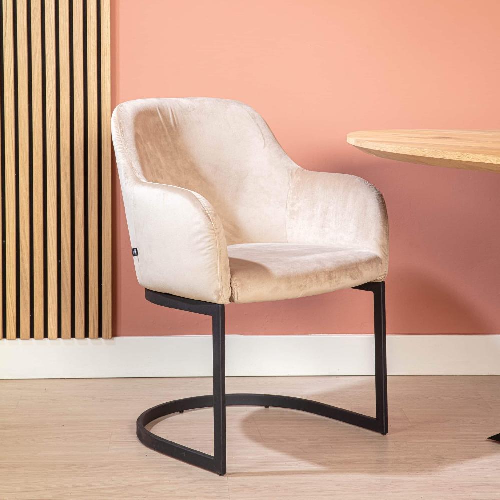 damiware Eetkamerstoel swinger bouclé en velvet Ted – Velvet Taupe