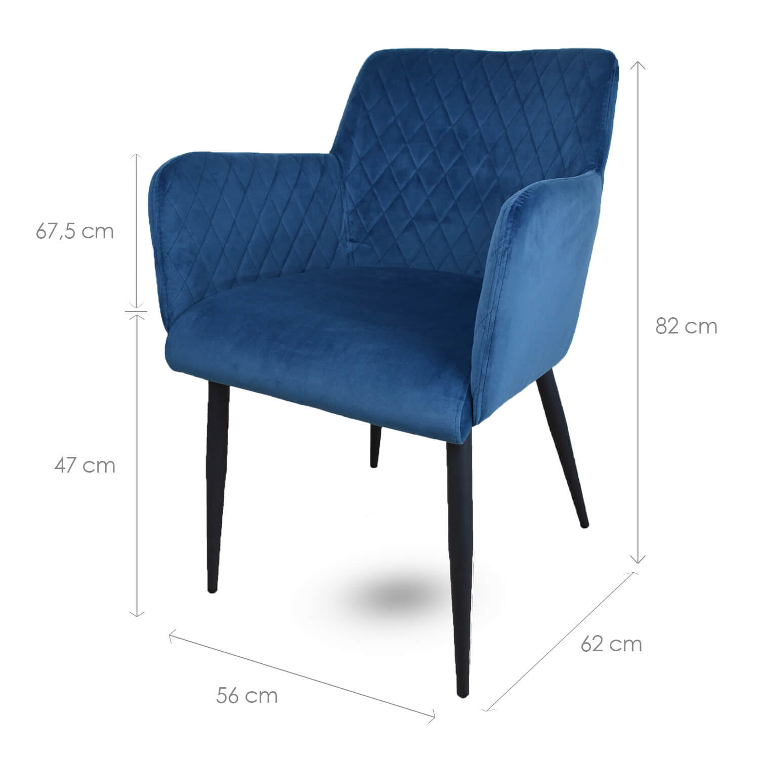 Damiware Eetkamerstoel Velvet Fluweel Rose 2delig – Velvet Blauw