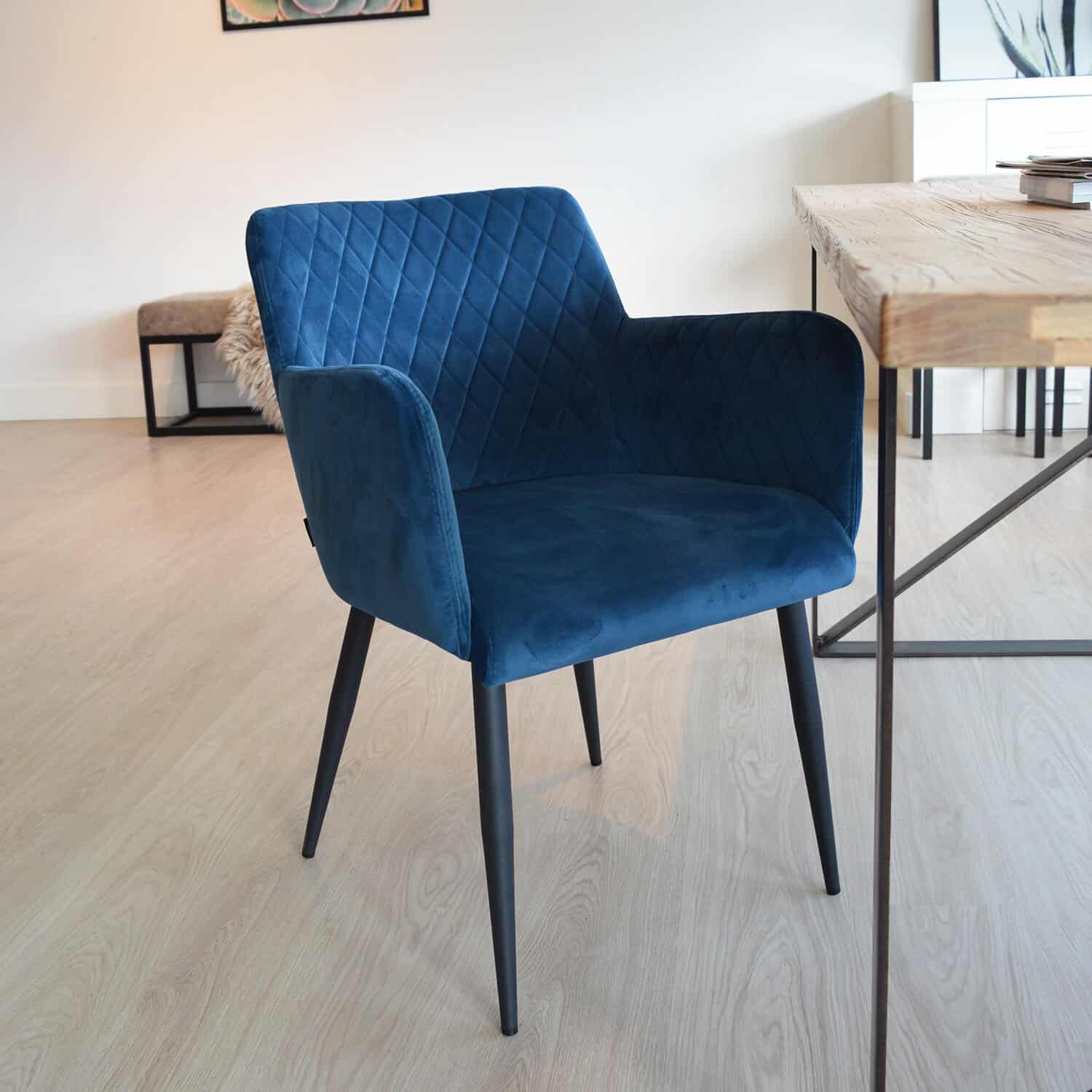 damiware Eetkamerstoel velvet fluweel Rose 2delig – Velvet Blauw