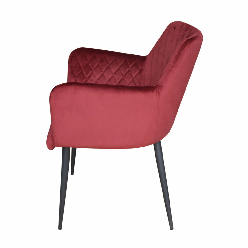 Damiware Eetkamerstoel Velvet Fluweel Rose 2delig – Velvet Bordeauxrood