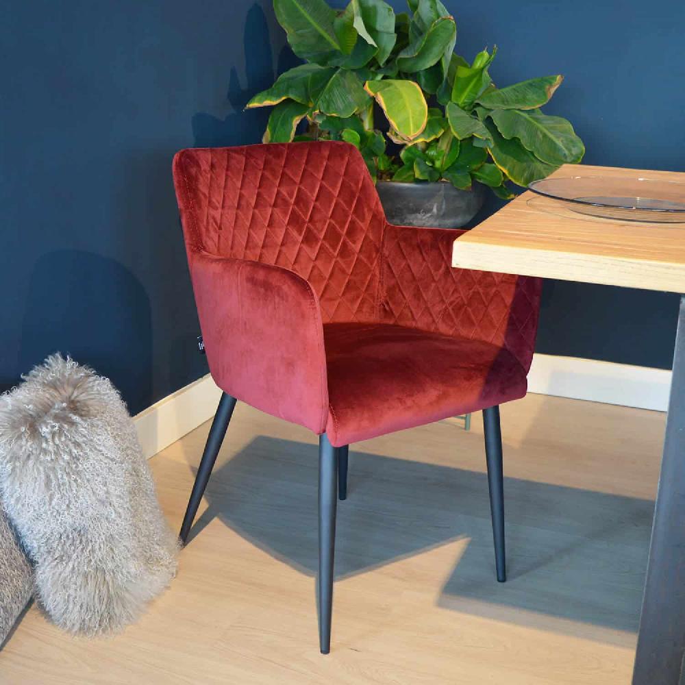 damiware Eetkamerstoel velvet fluweel Rose 2delig – Velvet Bordeauxrood