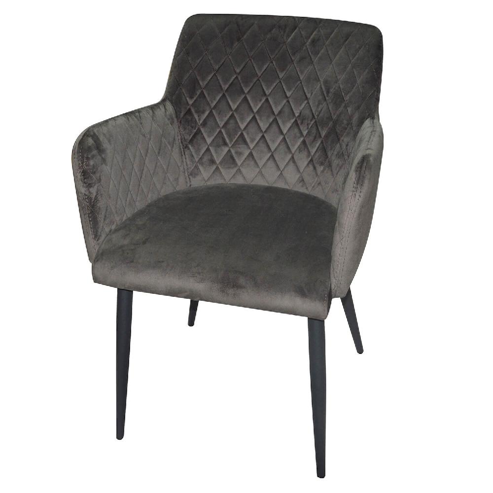 Damiware Eetkamerstoel Velvet Fluweel Rose 2delig – Velvet Grijs