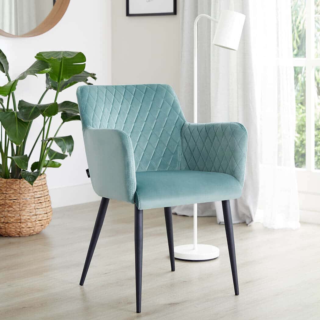 Damiware Eetkamerstoel Velvet Fluweel Rose 2delig – Velvet Mintgroen