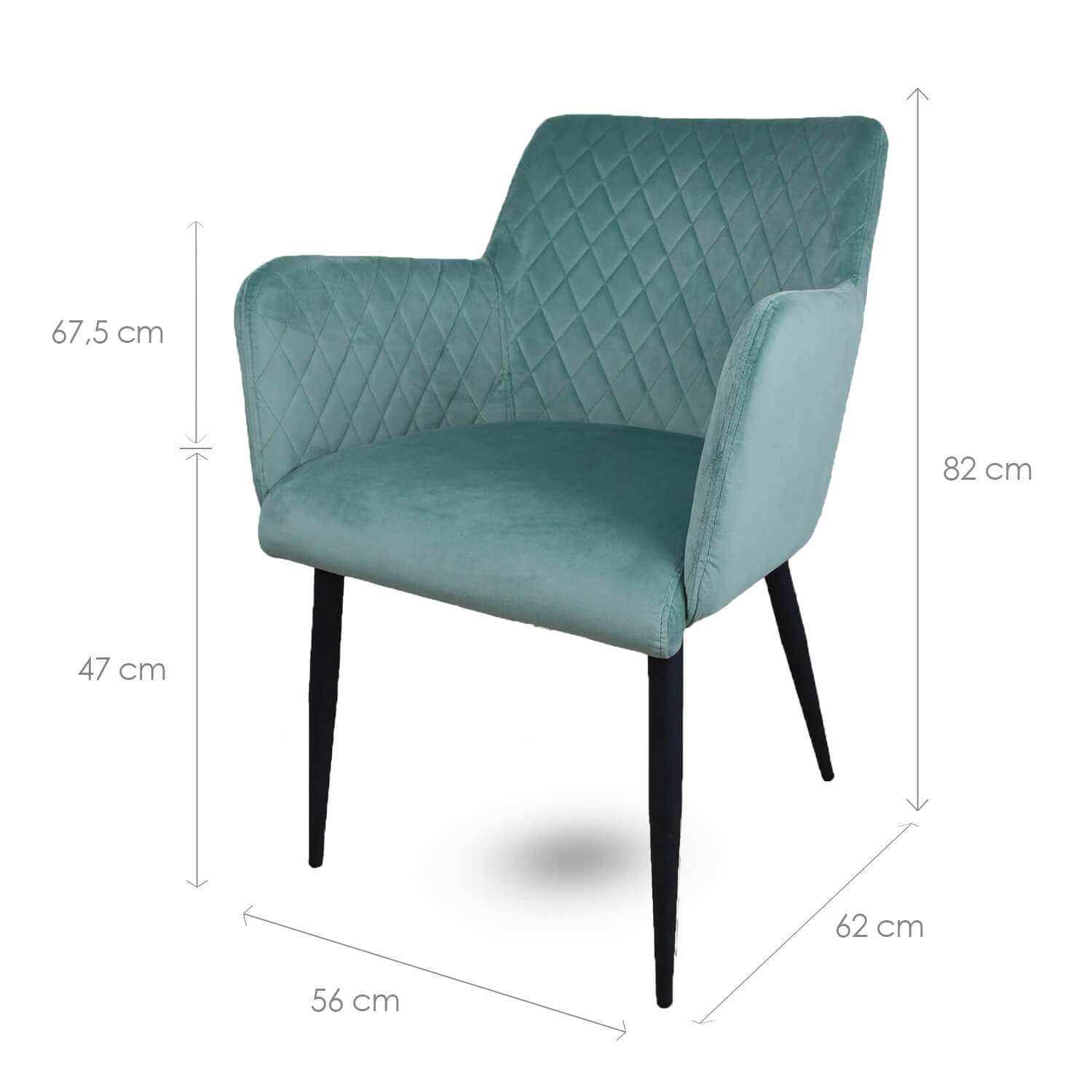 Damiware Eetkamerstoel Velvet Fluweel Rose 2delig – Velvet Mintgroen