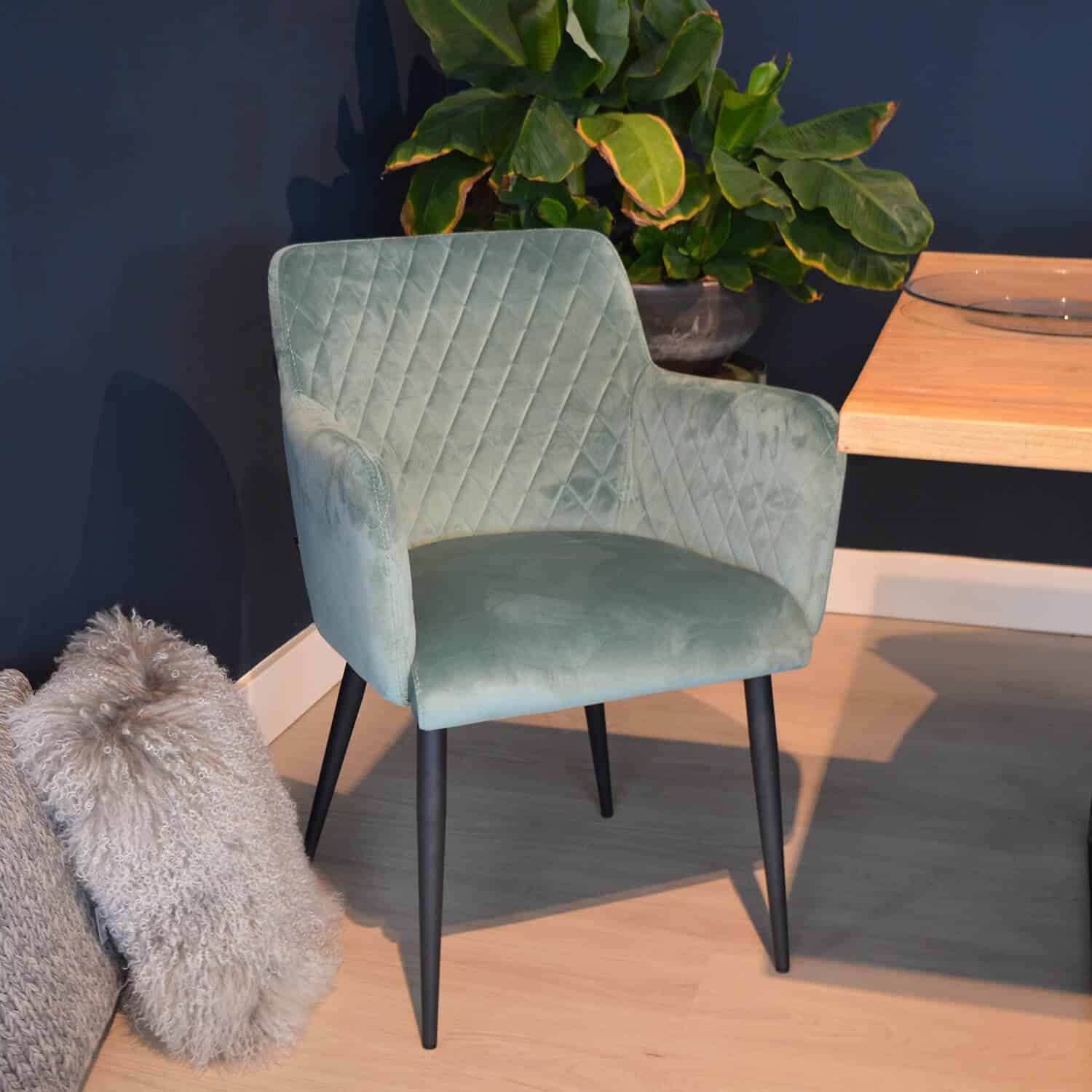 damiware Eetkamerstoel velvet fluweel Rose 2delig – Velvet Mintgroen