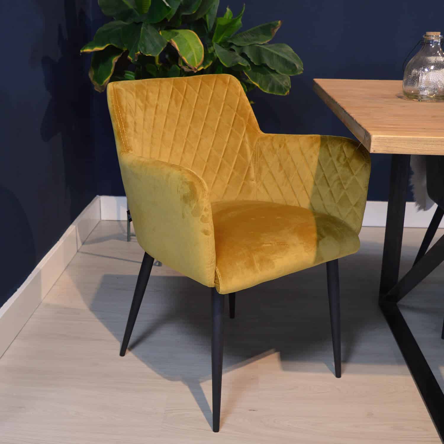 damiware Eetkamerstoel velvet fluweel Rose 2delig – Velvet Okergeel