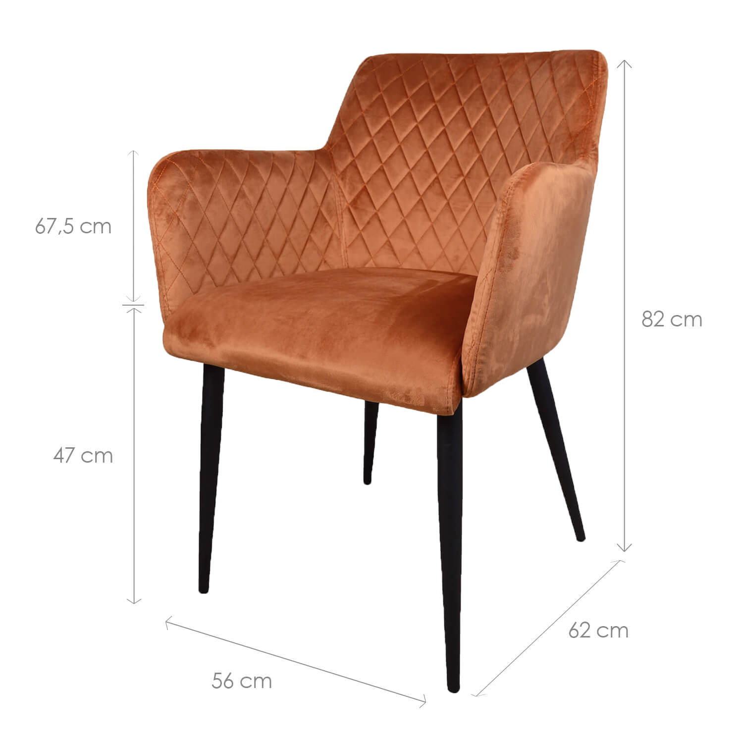 Damiware Eetkamerstoel Velvet Fluweel Rose 2delig – Velvet Oranje