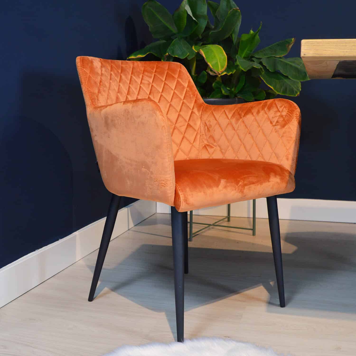 damiware Eetkamerstoel velvet fluweel Rose 2delig – Velvet Oranje