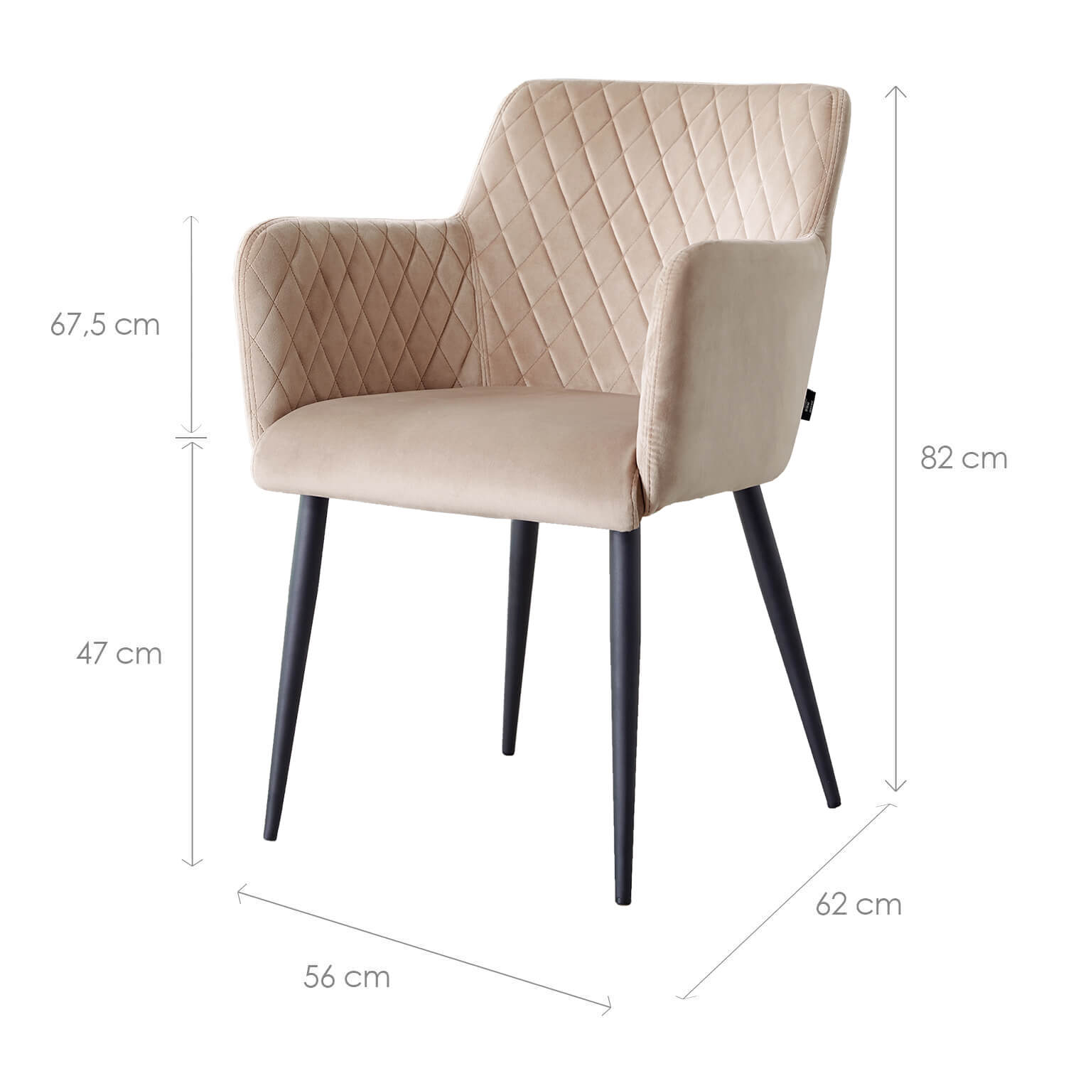 Damiware Eetkamerstoel Velvet Fluweel Rose 2delig – Velvet Taupe