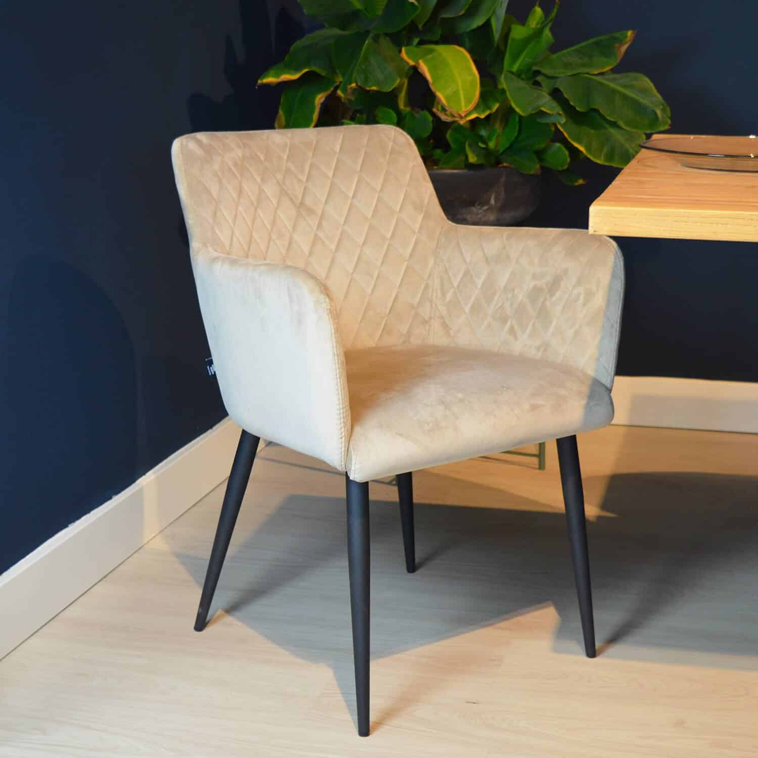 Damiware Eetkamerstoel Velvet Fluweel Rose 2delig – Velvet Taupe