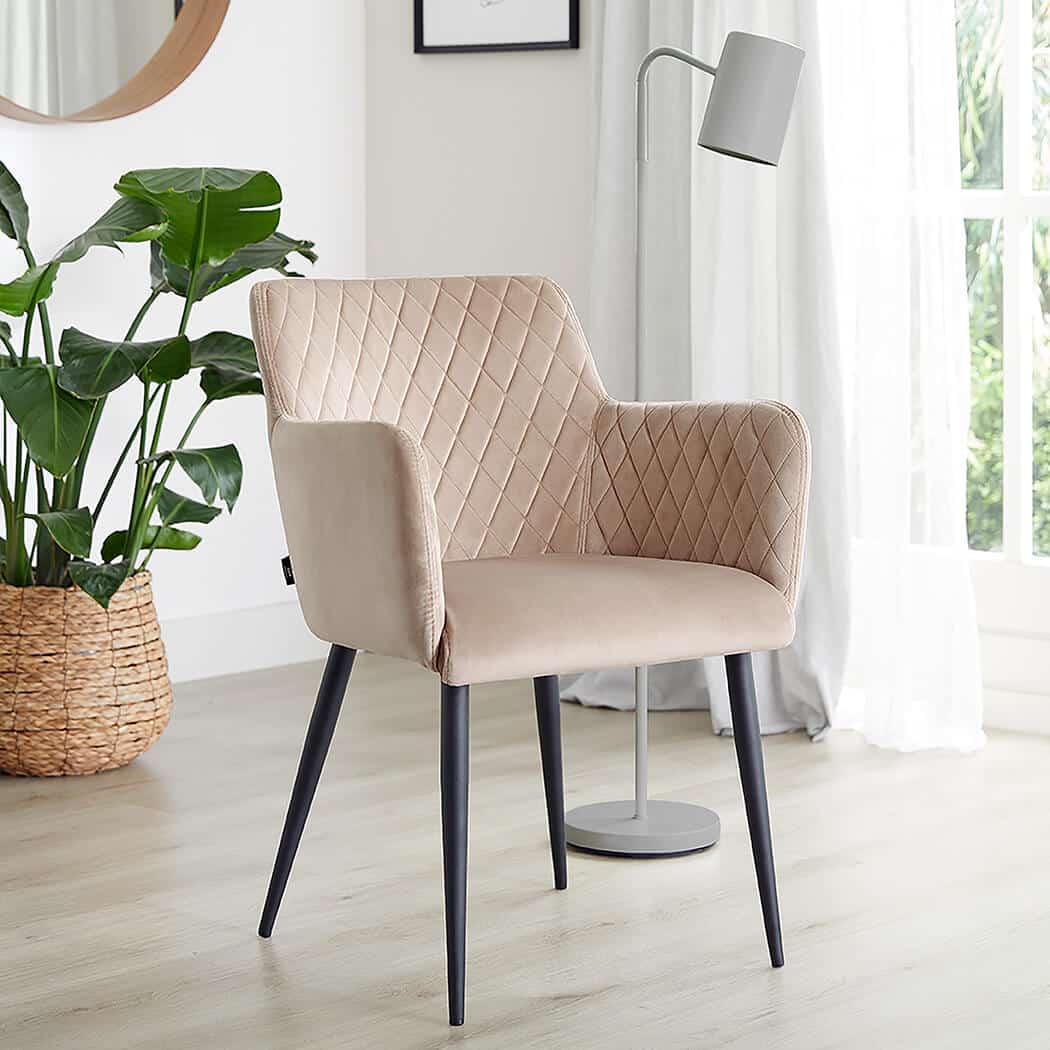 damiware Eetkamerstoel velvet fluweel Rose 2delig – Velvet Taupe