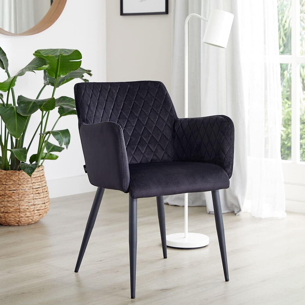 damiware Eetkamerstoel velvet fluweel Rose – Velvet Zwart