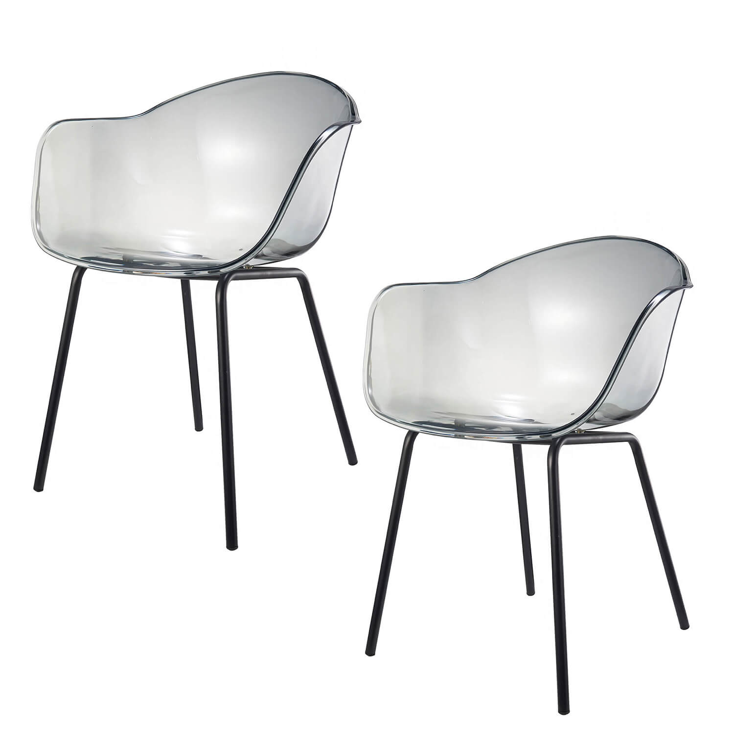 damiware Eetkamerstoelen kunststof transparant set van 2 Romeo Spirit – Smokey