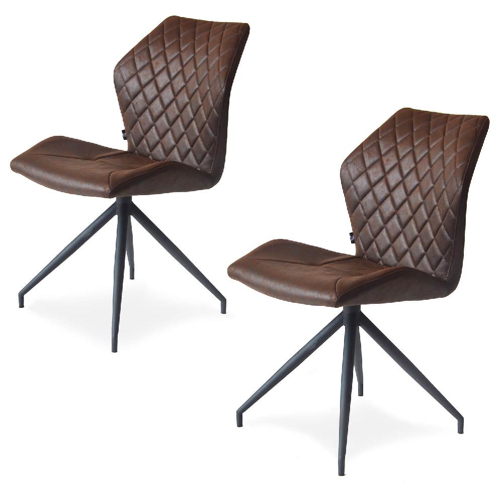 damiware Eetkamerstoelen lederlook set van 2 Rocky – Burgundy