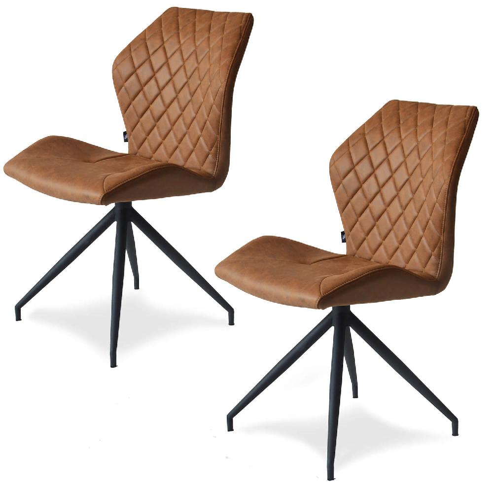 damiware Eetkamerstoelen lederlook set van 2 Rocky – Cognac damiware Eetkamerstoelen lederlook set van 2 Rocky – Cognac