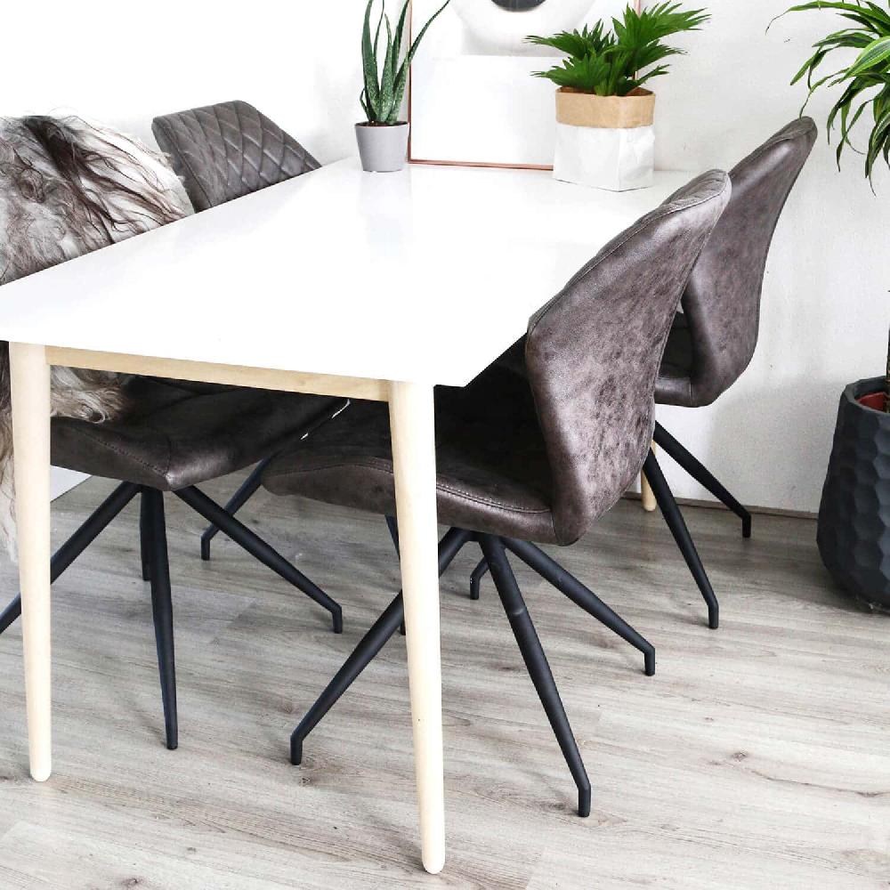 Damiware Eetkamerstoelen Lederlook Set Van 2 Rocky – Stone