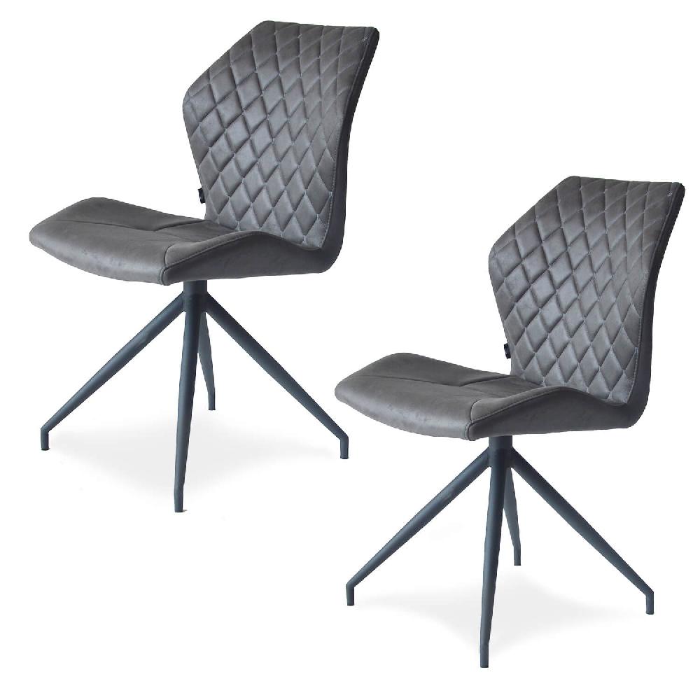 damiware Eetkamerstoelen lederlook set van 2 Rocky – Stone damiware Eetkamerstoelen lederlook set van 2 Rocky – Stone
