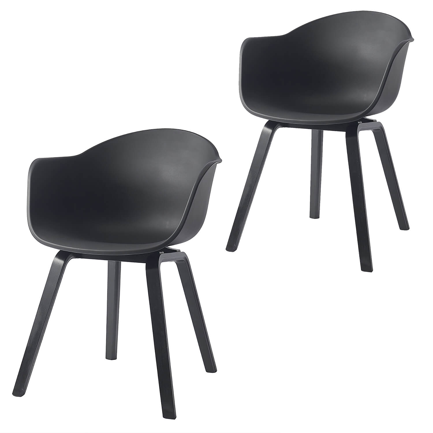 damiware Eetkamerstoelen set van 2 Romeo – Volledig Zwart