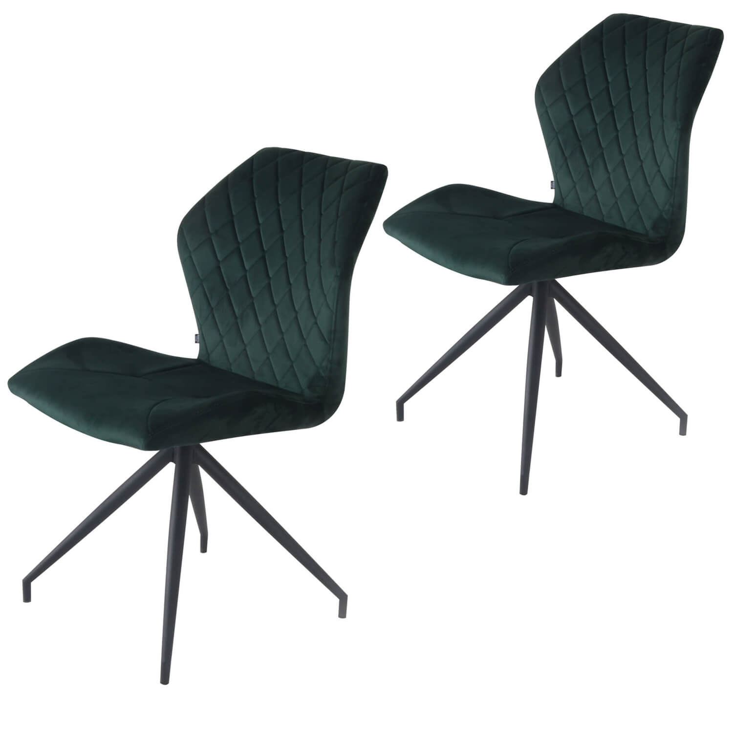 damiware Eetkamerstoelen Velvet en Bouclé set van 2 Rocky – Groen
