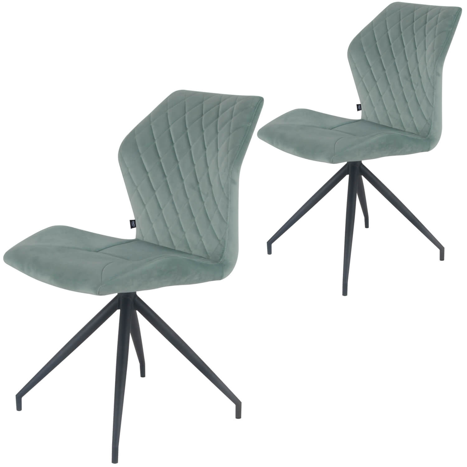 damiware Eetkamerstoelen Velvet en Bouclé set van 2 Rocky – Mint