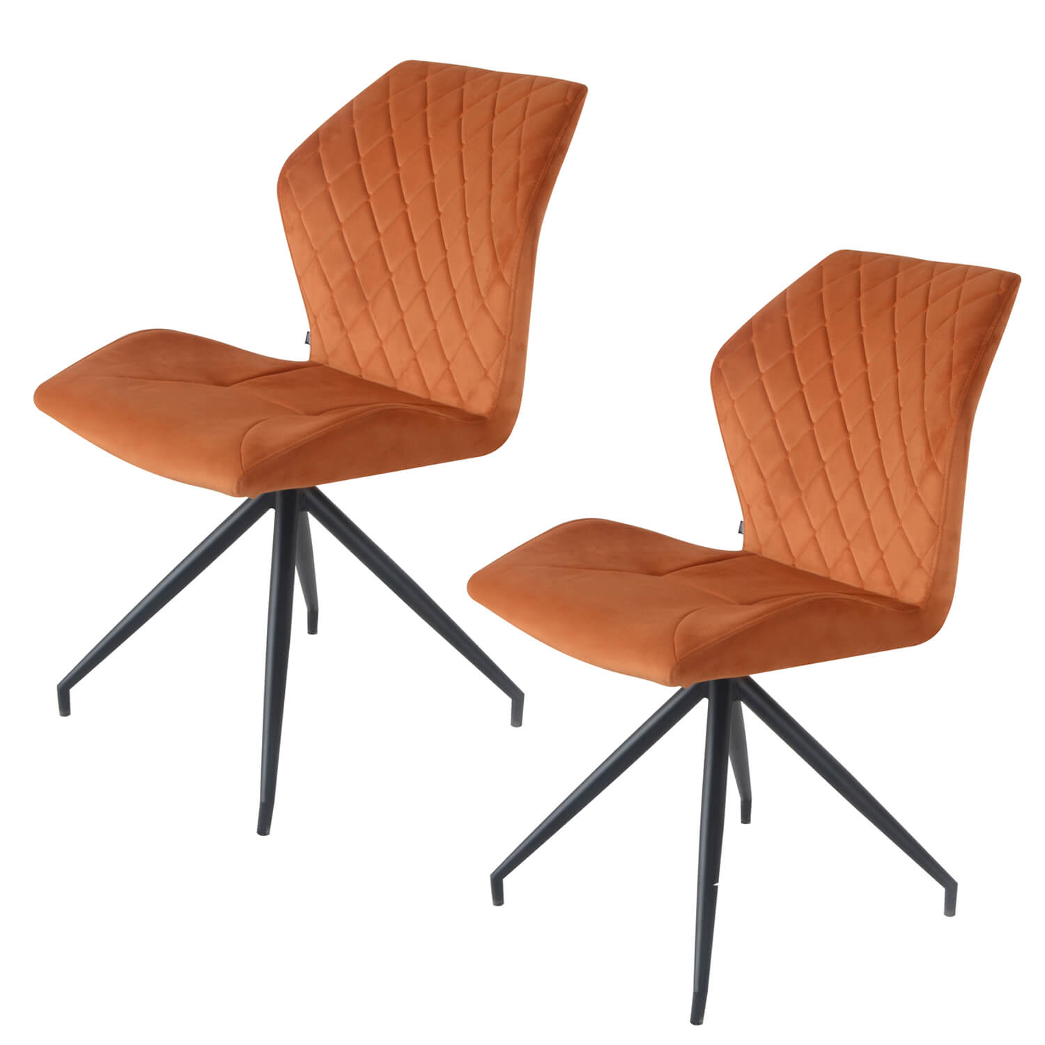 damiware Eetkamerstoelen Velvet en Bouclé set van 2 Rocky – Oranje damiware Eetkamerstoelen Velvet en Bouclé set van 2 Rocky – Oranje