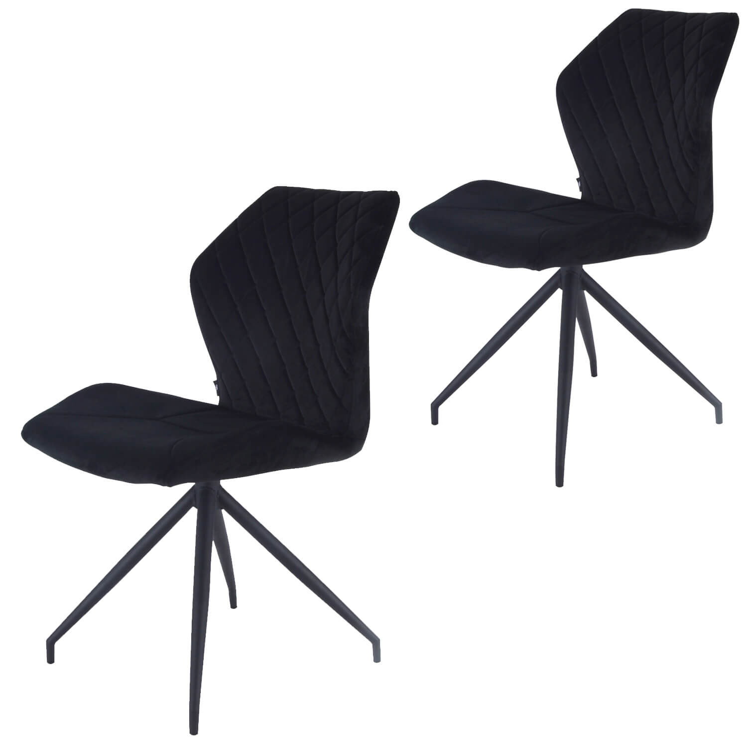 damiware Eetkamerstoelen Velvet en Bouclé set van 2 Rocky – Zwart