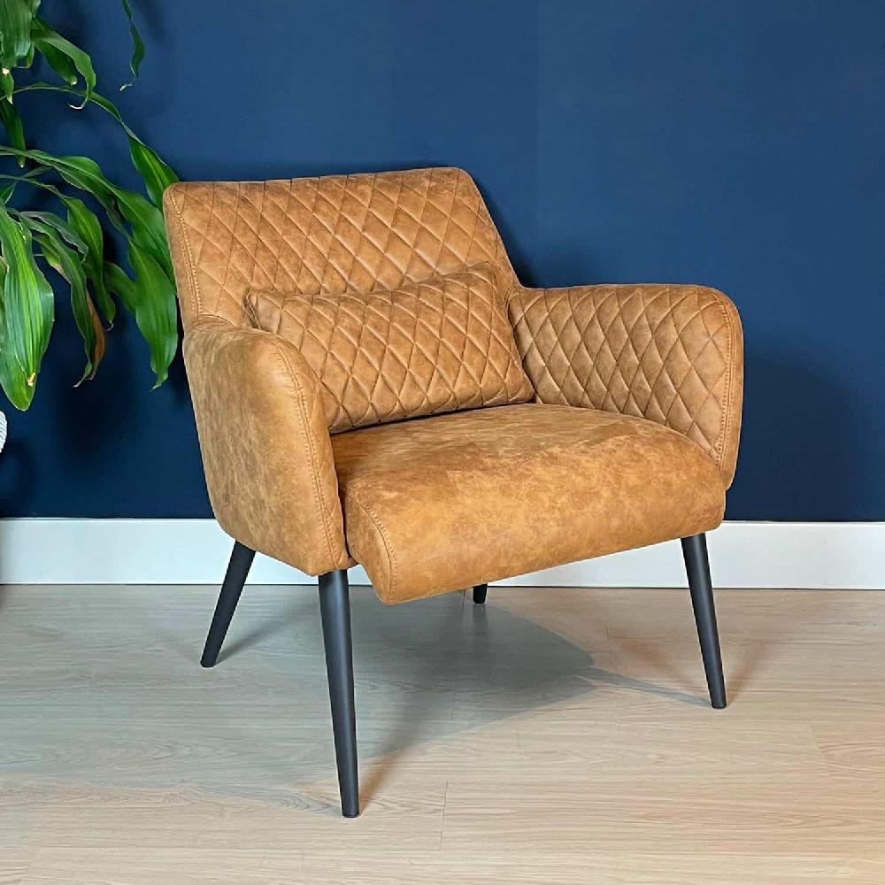 damiware Fauteuil met armleuningen Lederlook Rose – Cognac