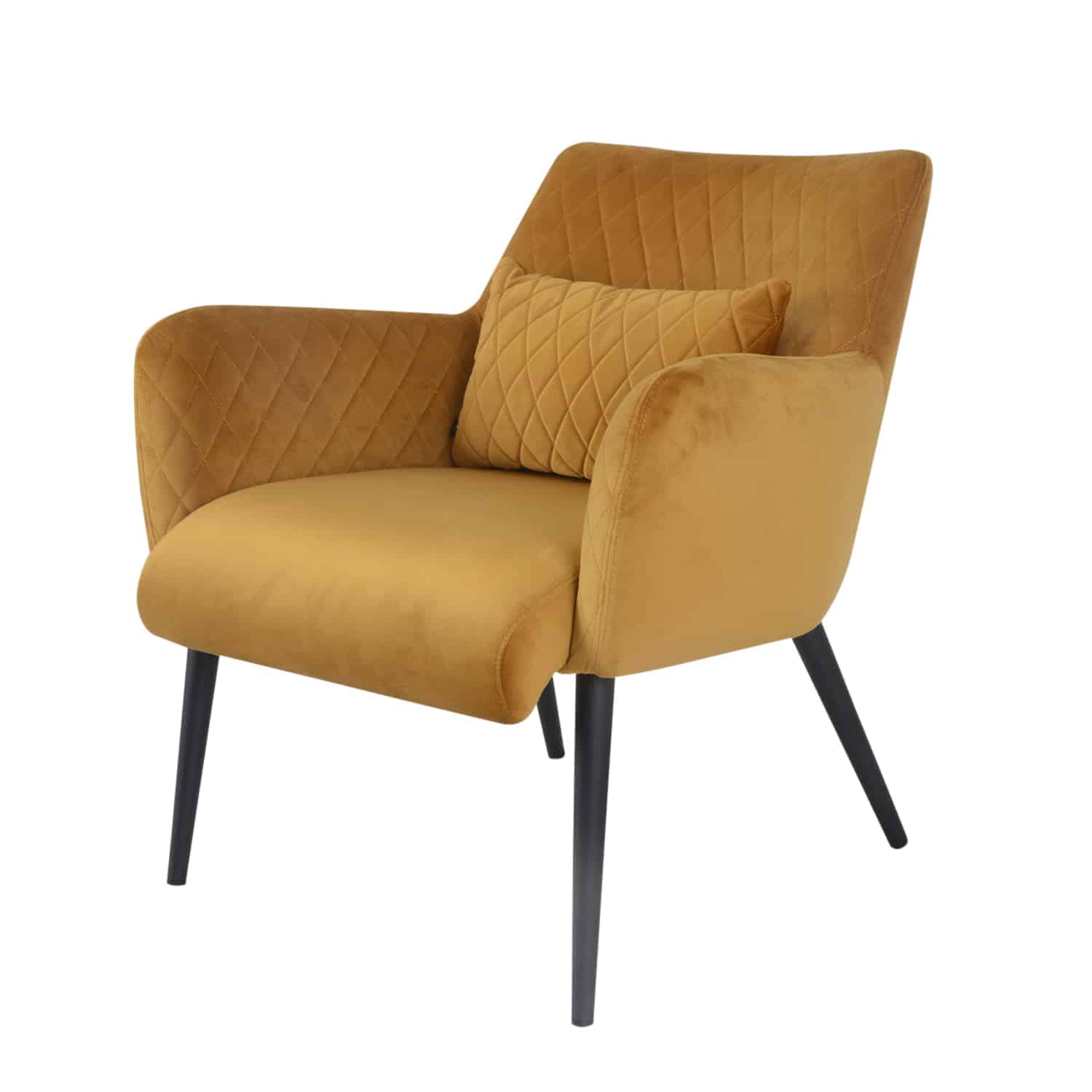 damiware Fauteuil Rose Velvet en Teddy stof met armleuningen – Velvet Okergeel